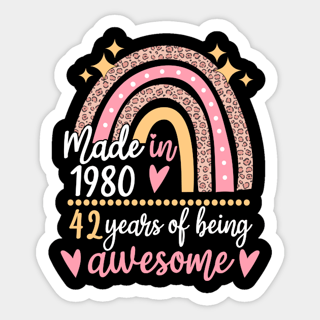 Made In 1980 Rainbow 42 Year Old 42th Birthday Gift Sticker by JustBeFantastic